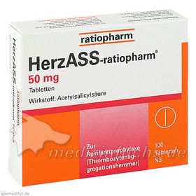 HerzASS-ratiopharm 50 mg, 100 ST – PZN 4562798 из Германии