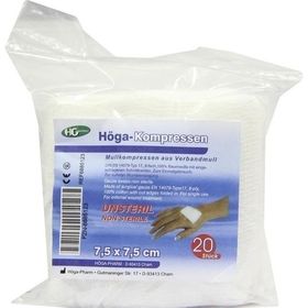 HOEGA KOMPRESSEN UNSTERIL DIN61630 7.5x7.5 8-FACH, 20 ST – PZN 6885123 из Германии