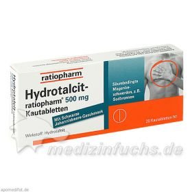 Hydrotalcit-ratiopharm 500mg Kautabletten, 20 ST – PZN 7105995 из Германии