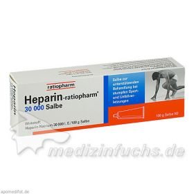 Heparin-ratiopharm 30000 Salbe, 100 G – PZN 7292715 из Германии