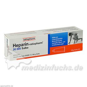 Heparin-ratiopharm 30000 Salbe, 150 G – PZN 7292721 из Германии