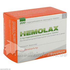 Hemolax 5mg überzogene Tabletten, 200 ST – PZN 7417909 из Германии