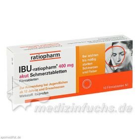 Ibu-ratiopharm 400mg akut Schmerztabletten, 10 ST – PZN 266011 из Германии