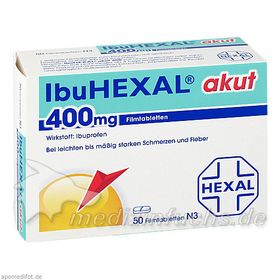 IbuHEXAL akut 400mg Filmtabletten, 50 ST – PZN 3161577 из Германии