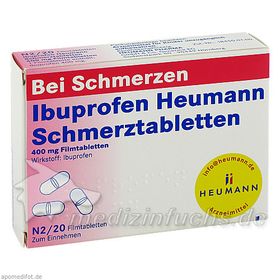 Ibuprofen Heumann Schmerztabletten 400MG FILMTABLE, 20 ST – PZN 40554 из Германии