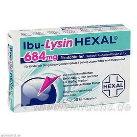 Ibu-LysinHEXAL 684mg Filmtabl., 20 ST – PZN 7532243 из Германии