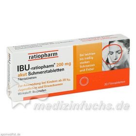 Ibu-ratiopharm 200mg akut Schmerztabletten, 20 ST – PZN 984723 из Германии