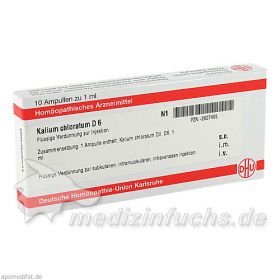 KALIUM CHLORATUM D 6 Ampullen, 10X1 ML – PZN 2827465 из Германии