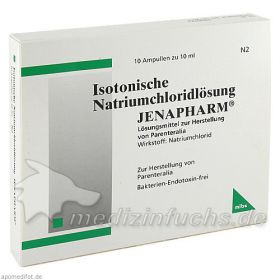 ISOTONISCHE NATRIUMCHLORID JENAPHARM, 10X10 ML – PZN 4077034 из Германии