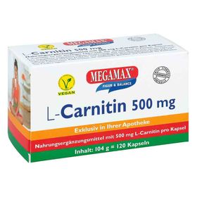 L-carnitin 500 mg Megamax Kapseln (120 stk) – PZN 7307204 из Германии