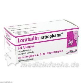 LORATADIN ratiopharm b.Allergien Tabletten, 100 ST – PZN 4852177 из Германии