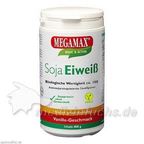 MEGAMAX Soja Eiweiss Vanille, 400 G – PZN 3246405 из Германии