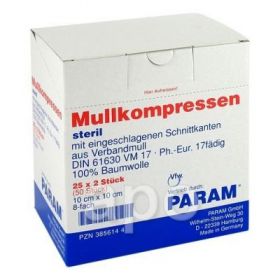 Mullkompressen 10x10 cm 8-fach steril (25X2 stk) – PZN 3856144 из Германии