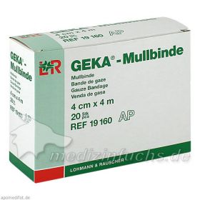 Mullbinde Geka 4cmx4m lose, 20 ST – PZN 1568501 из Германии