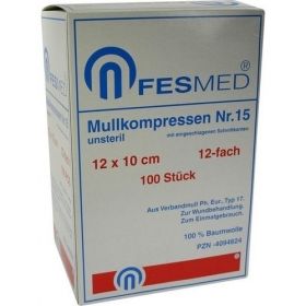 MULLKOMPRESSE GR15 UNSTERIL 10X12CM ES 12F, 100 ST – PZN 4094624 из Германии