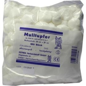 MULLTUPFER HANDGEF.UNSTERIL PFLAUMENGR.20x20CM, 100 ST – PZN 659124 из Германии