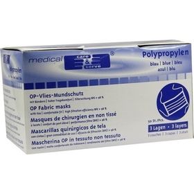 Mundschutz OP blau zum Binden mit Nasenbügel, 50 ST – PZN 7004716 из Германии