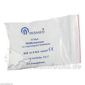 Mullkompressen unsteril 5x5cm ES 8F, 10 ST – PZN 7388993 из Германии