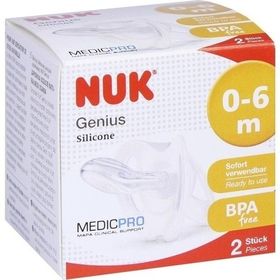 NUK Genius Schnuller Silikon Steril 0-6 Monate, 2 ST – PZN 10813945 из Германии