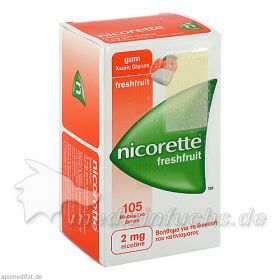 Nicorette 2mg Freshfruit Kaugummi, 105 ST – PZN 4370248 из Германии