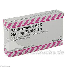 Paracetamol AbZ 250mg Zäpfchen, 10 ST – PZN 2058630 из Германии