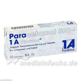 Paracetamol 500 - 1 A Pharma, 10 ST – PZN 2481570 из Германии