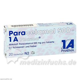Paracetamol 500 - 1 A Pharma, 20 ST – PZN 2481587 из Германии
