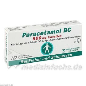 Paracetamol BC 500mg, 20 ST – PZN 4088380 из Германии