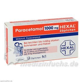Paracetamol 1000 Hexal Zaepfchen, 10 ST – PZN 7524700 из Германии