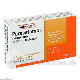 Paracetamol-ratiopharm 1000 mg Tabletten, 10 ST – PZN 9263936 из Германии