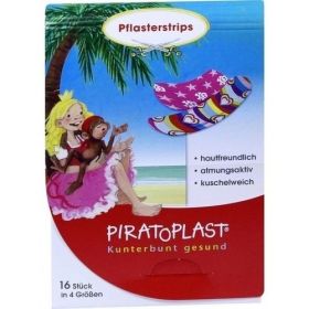 PIRATOPLAST Mädchen Pflasterstrips 4 Größen, 16 ST – PZN 10170045 из Германии