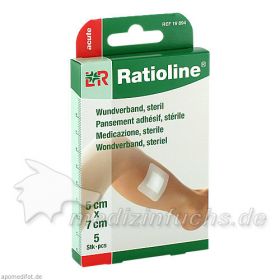 RATIOLINE acute Wundverband 5x7 cm steril, 5 ST – PZN 1805119 из Германии