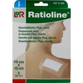 Ratioline aqua Duschpflaster Plus steril 10x15cm, 5 ST – PZN 9508214 из Германии