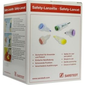 Safety-Lanzette 28G mini blau Einstechtiefe 1.6mm, 200 ST – PZN 6796106 из Германии