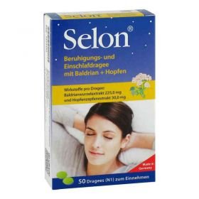 Selon Beruhigungs- und Einschlafdragee mit Baldrian + Hopfen (50 stk) – PZN 7233552 из Германии