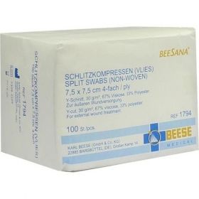 SCHLITZKOMPRESSEN VLIES UNSTERIL 4FACH 7.5X7.5CM, 100 ST – PZN 1330774 из Германии
