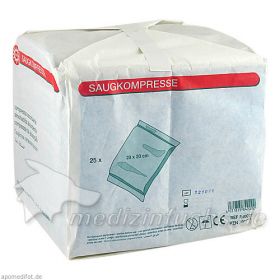 SAUGKOMPRESSEN 20x20 cm unsteril, 25 ST – PZN 7099131 из Германии