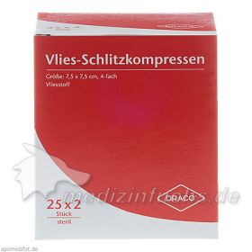 SCHLITZKOMPRESSE Vlies 7.5x7.5cm 4fach steril Ausb, 25X2 ST – PZN 749028 из Германии