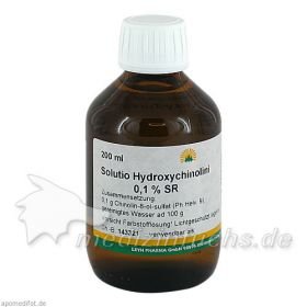 SOLUTIO HYDROXYCHIN. 0,1% SR, 200 ML – PZN 4581005 из Германии