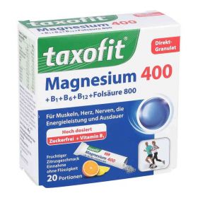 Taxofit Magnesium 400+b1+b6+b12+folsäure 800 Granulat  (20 stk) – PZN 2597700 из Германии