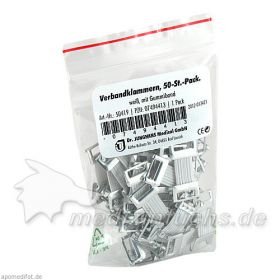 VERBANDKLAMMERN m.Gummiband wei, 50 ST – PZN 7494413 из Германии