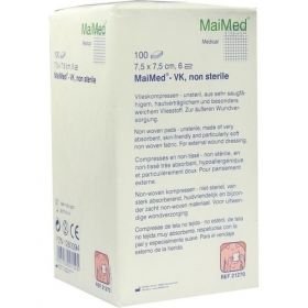 VLIESKOMPRESSEN 7,5x7,5 cm unsteril 6fach, 100 ST – PZN 1280094 из Германии