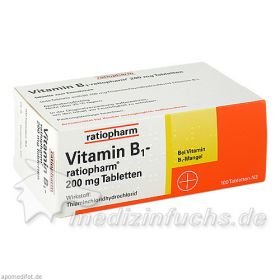 VITAMIN B1 ratiopharm 200 mg Tabletten, 100 ST – PZN 1586054 из Германии