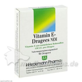 VITAMIN E Dragees NEM, 50 ST – PZN 1840386 из Германии