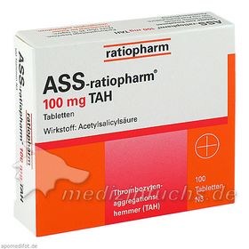 Ass-ratiopharm 100mg TAH, 100 ST – PZN 1343682 из Германии