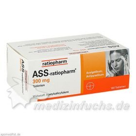 ASS-ratiopharm 300 mg, 100 ST – PZN 3372469 из Германии