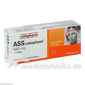 ASS-ratiopharm 500mg, 30 ST – PZN 3403885 из Германии