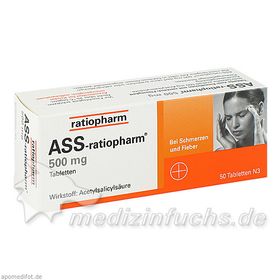 ASS-ratiopharm 500 mg, 50 ST – PZN 3404867 из Германии