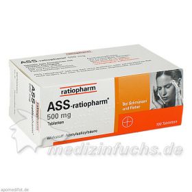 ASS-ratiopharm 500mg, 100 ST – PZN 3416422 из Германии