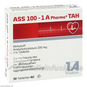 ASS 100 - 1 A Pharma TAH, 50 ST – PZN 6312060 из Германии